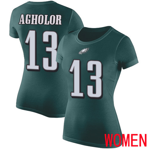 Women Philadelphia Eagles #13 Nelson Agholor Green Rush Pride Name and Number NFL T Shirt